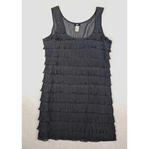 H&M - WOMEN'S DARK GRAY RUFFLED FLAPPER STYLE DRESS - SIZE M